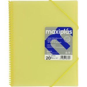 CARPETAS A4 30 FUNDAS A4 ESPIRAL MAXIPLAS AMARILLO SOFT