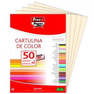 PAQ/50 CARTULINAS FIXO A4 180G. MARFIL