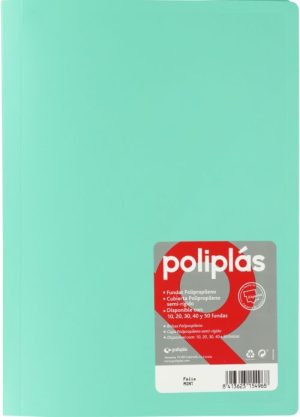 CARPETA Fº 50 FUNDAS SOLDADAS OPACAS VERDE AGUA POLIPLAS