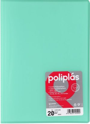 CARPETA Fº 40 FUNDAS SOLDADAS TRANSLUCIDAS VERDE AGUA