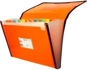 Carpeta fuelle Fº naranja polipropileno 13 departamentos con ribete