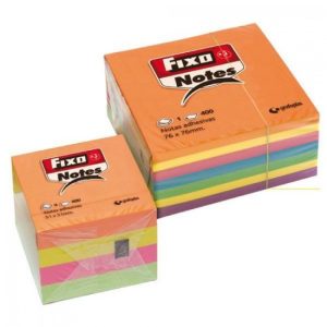 CUBO 400 NOTAS ADHESIVAS 76X76MM FIXO COLORES NEON