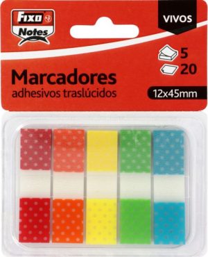 Blister 5 marcadores autoadhesivos translucidos colores vivos 12x45mm