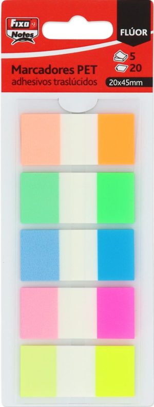 BLISTER 5 MARCADORES AUTOADHESIVOS TRANSLUCIDOS 20X45