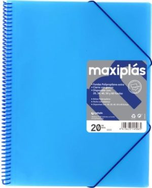 CARPETAS A4 40 FUNDAS A4 ESPIRAL MAXIPLAS AZUL