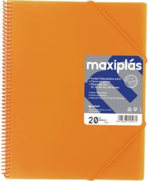 CARPETAS A4 60 FUNDAS A4 ESPIRAL MAXIPLAS NARANJA