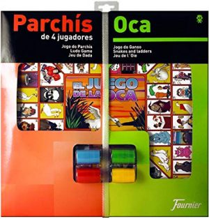 Tablero 40x40cm grande parchis/oca + accesorios 4 jugadores