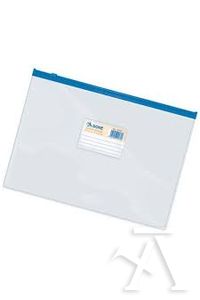 BOLSA ZIPPER Fº APAISADO PVC TRANSPARENTE CIERRE AZUL