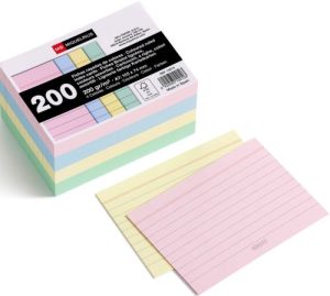 PAQ/200 FCICHAS RAYADAS COLORES A7 105X74MM