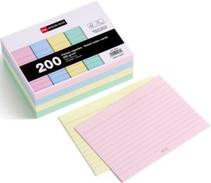PAQ/200 FICHAS RAYADAS COLORES A6 105X148MM