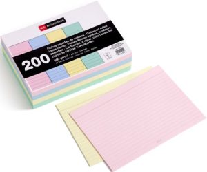 PAQ/200 FICHAS RAYADAS COLORES A5 210X148MM
