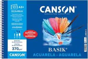 Bloc dibujo espiral basik acuarela y tempera a3+ 370g