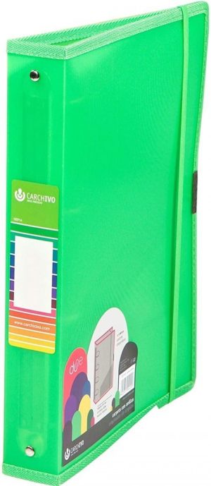 Carpeta a4+ 4 anillas 25mm polipropileno verde cierre con goma dune