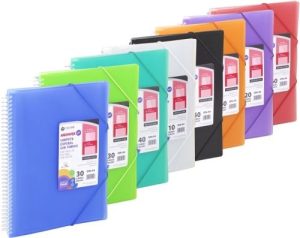 C/12 carpeta 20 fundas a4 espiral cierre con goma archivex star colores surtidos