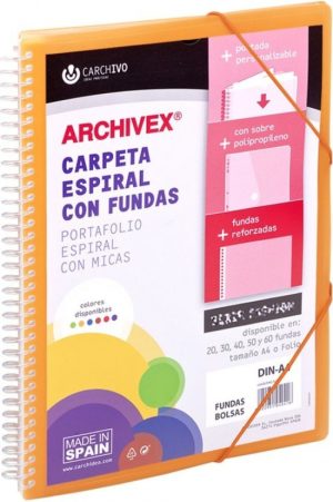 CARPETA 40 FUNDAS CANGURO A4 ARCHIVEX STAR NARANJA