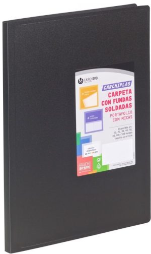 Carpeta 10 fundas soldadas a4 tapa flexible color negro carchiplas