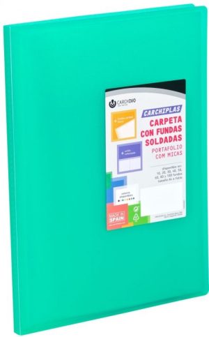 Carpeta 10 fundas soldadas a4 tapa flexible color verde carchiplas
