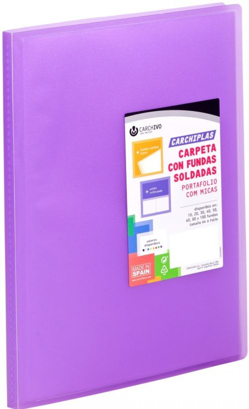 Carpeta 30 fundas soldadas a4 tapa flexible color violeta carchiplas