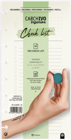 Recambio ingeniox check list 50 hojas