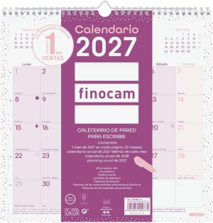 Calendario pared escribir chic 2027 30x30cm. morado