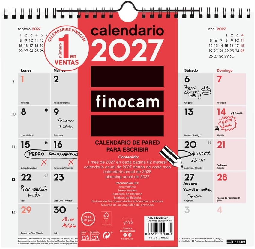 Calendario pared escribir m 2027 265x245mm