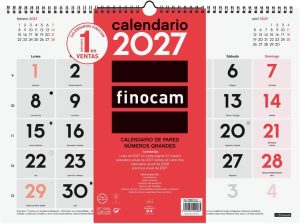 Calendario pared numeros grandes l 2027 430x310mm