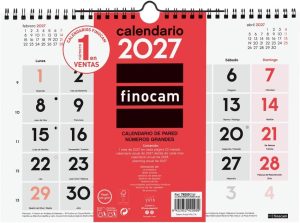 Calendarios pared numeros grandes m 2027 300x210mm
