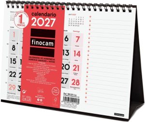 Calendario sobremesa numeros grandes + notas 2027 210x150mm