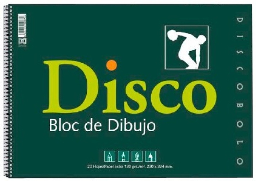 Paq/12 bloc dibujo disco espiral 130g 230x330mm 20 hojas liso