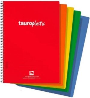 Paq/8 cuaderno espriral fº 80h 90g liso tauroplastic tapa pp colores surtidos