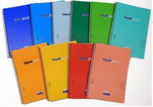 Paq/8 cuaderno espiral 4º 80h 90g liso tauroplastic
