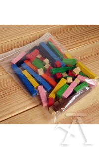 Juego de regletas en bolsa 61 piezas de 2x2 cm.
