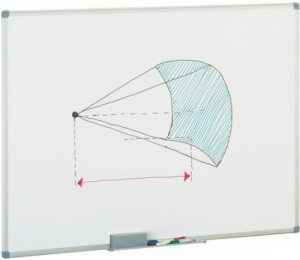 Pizarra blanca metalica 90x120cm con cajetin de aluminio