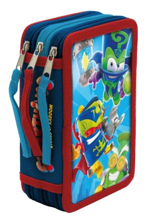PLUMIER 3 PISOS CON MATERIAL ESCOLAR SUPERTHINGS