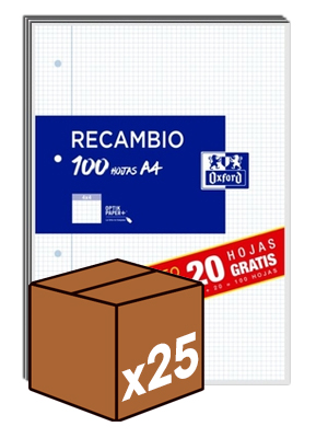 C/25 recambio a4 100h 4 taladros 90g. cuad.4x4 con margen oxford