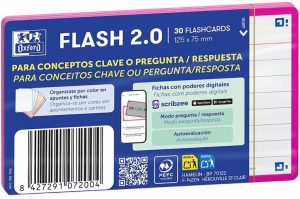 PAQUETE FLASHCARDS 2.0 OXFORD A7 30F 1 LINEA FUCSIA