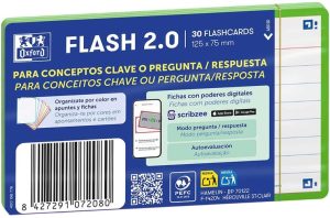 Paquete flashcards 2.0 oxford a7 30 fichas 1 linea color verde
