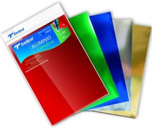 PAQ/5 CARTULINAS ALUMINIO A4 225G COLORES SURTIDOS