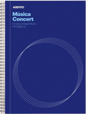 cuaderno espiral 22x31cm Musica concert 12 pentagramas de 9mm por pag. y con 20 fundas transparentes portapartituras