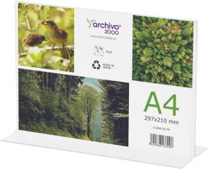 Expositor de sobremesa forma t metácrilato a4 horizontal 85x300x215mm