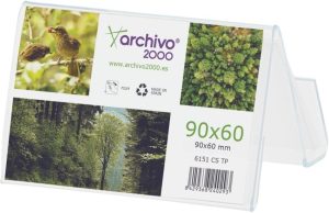 PORTATARJETAS SOBREMESA PREMIUM 2 COMPARTIMENTOS 60X60X60MM