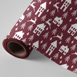 BOBINA PAPEL REGALO NAVIDAD CASITAS 62CMX4KG