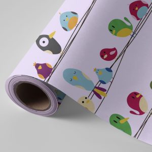 BOBINA PAPEL REGALO INFANTIL PAJARITOS 31CMX2KG