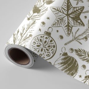 Bobina papel regalo navidad adornos blanco 62cmx4kg