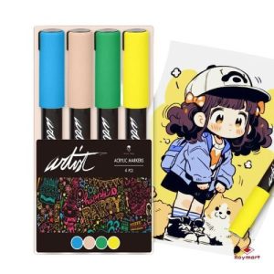 Estuche 4 rotuladores acrylic markers colores pastel