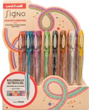 Exp 48 boligrafos uni-ball signo sparkling glitter um120sp