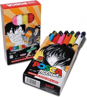 Estuche 12 rotuladores posca pc-1mr 0.7mm uni-ball caja mania colores surtidos