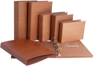 CARPETA Fº 2 ANILLAS 40MM CARTON CUERO FORRADO