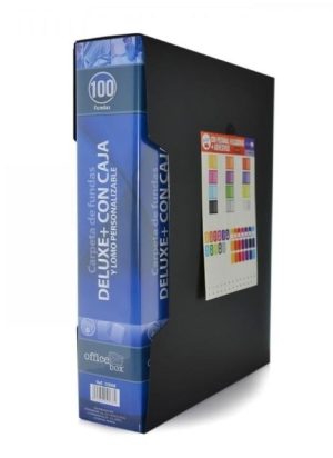 carpeta 100 fundas a4 deluxe con caja y lomo personalizable