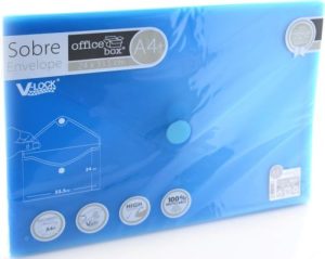 PAQ/10 CARPETA SOBRE A4+ V-LOCK 240X335 VELCRO AZUL